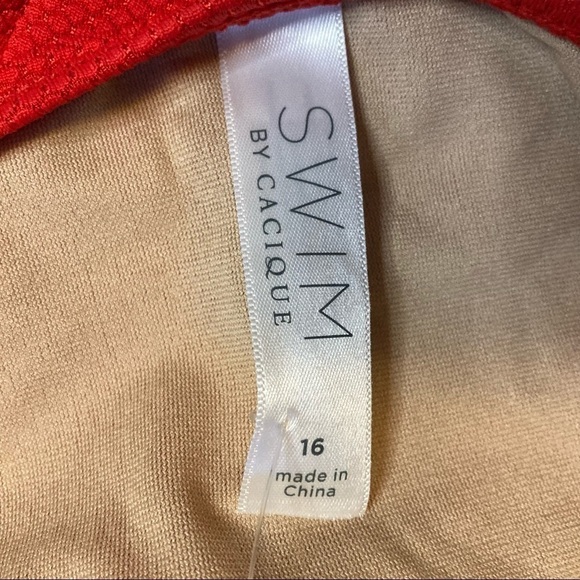 Cacique Red Textured String Bikini Bottom - Picture 6 of 8